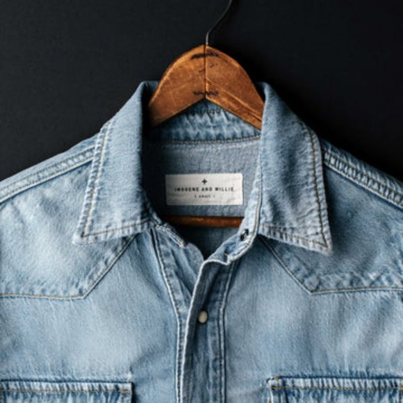Imogene + Willie Leah Washed Pearl Snap Shirt Denim Small - Picture 2 of 12